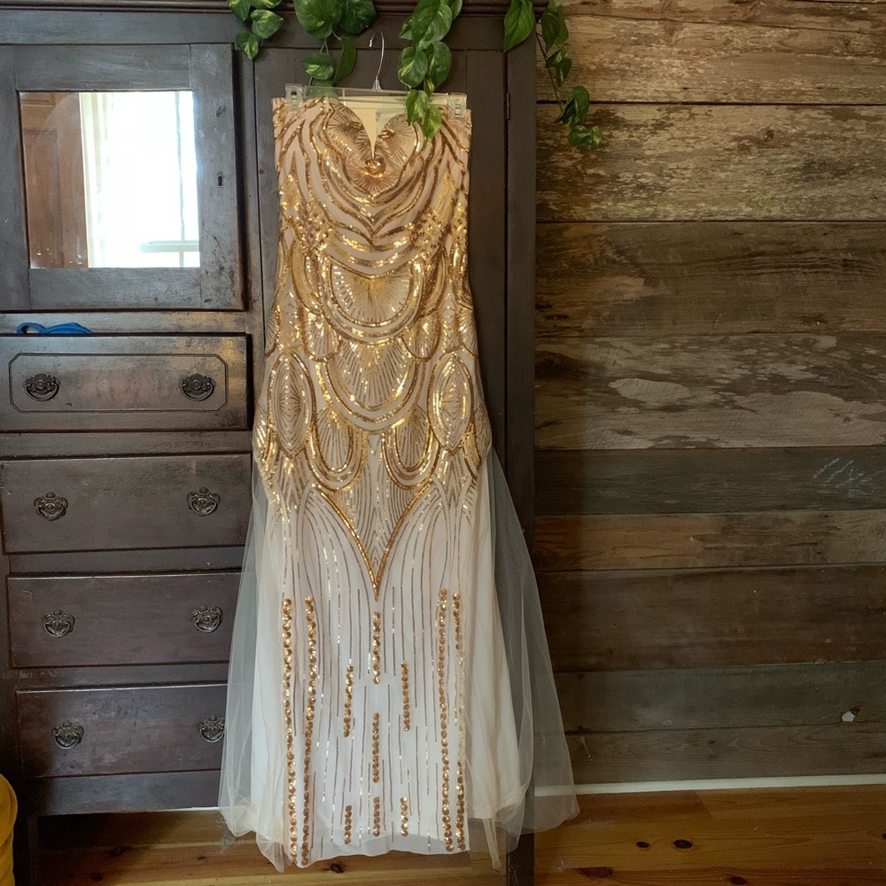 Gold Strapless Dress